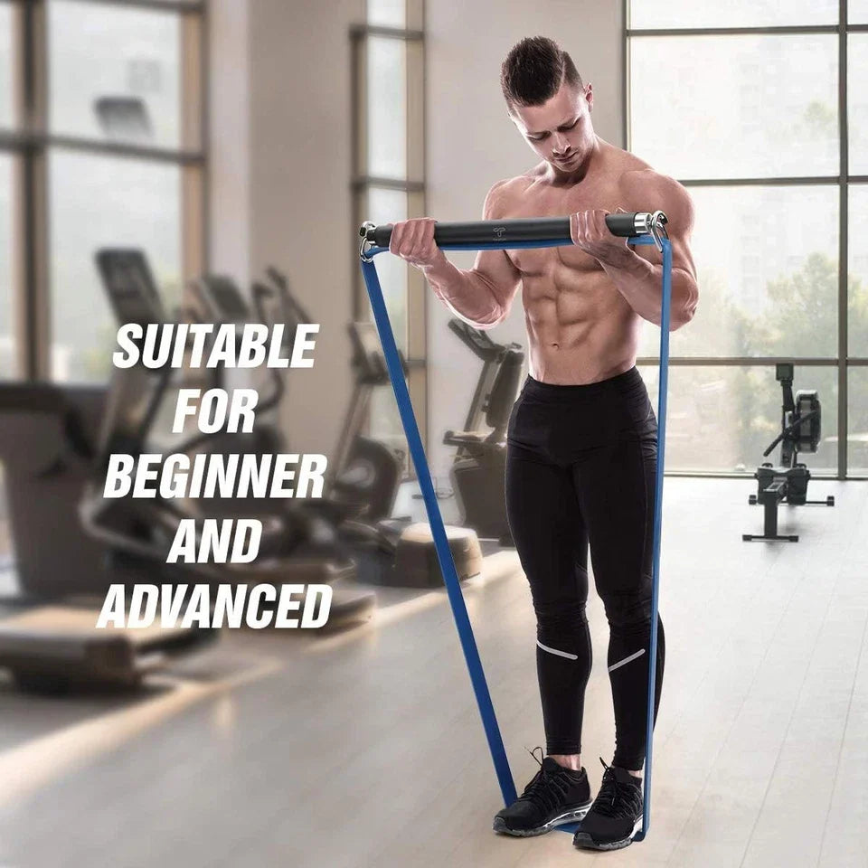 Portable Resistance Bands Bar Set 210lbs Tikaton Full Body Workout Equipment Kit